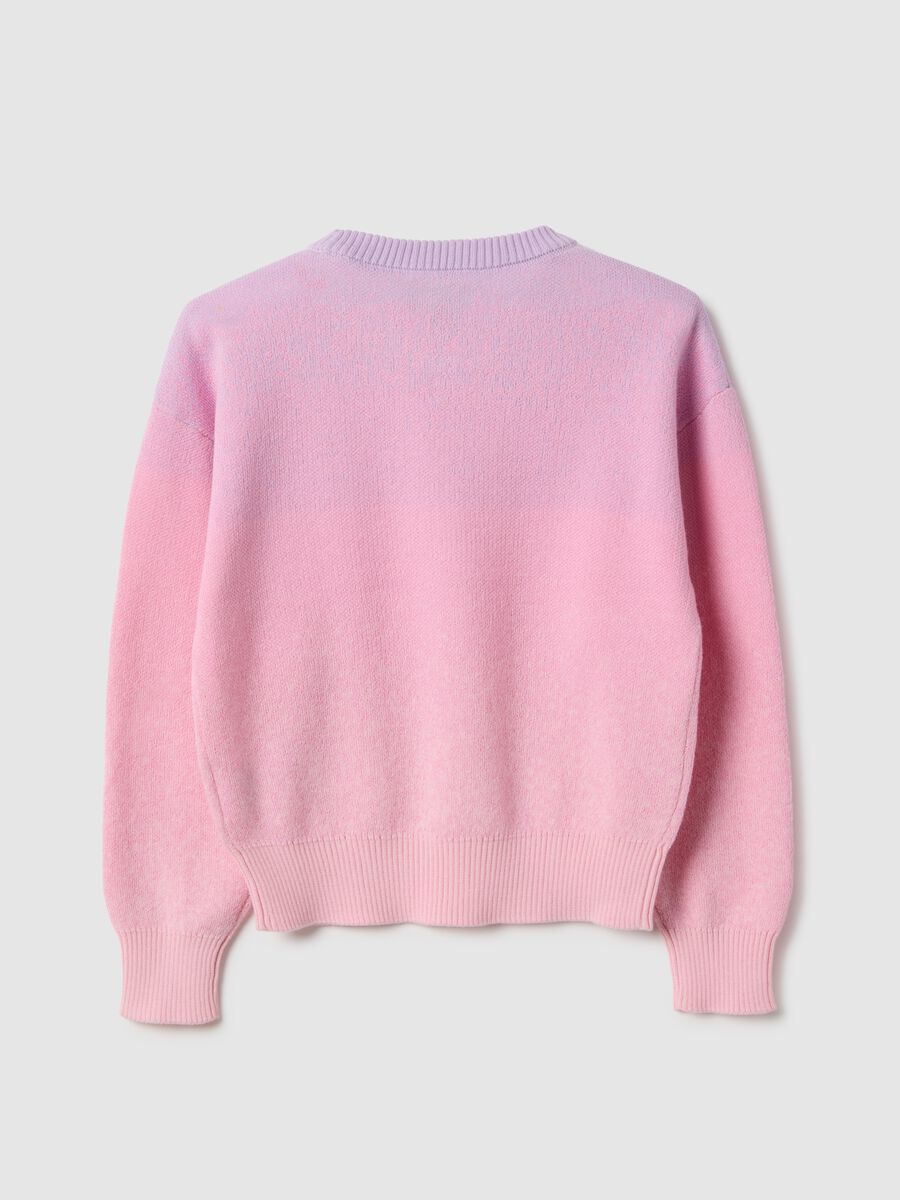 Girls' pink pure cotton sweater regular fit with gradient pattern_1