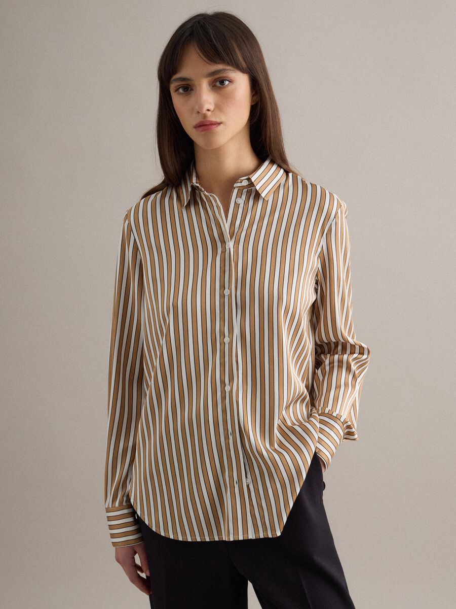 Camicia a maniche lunghe a righe multicolor regular fit_1