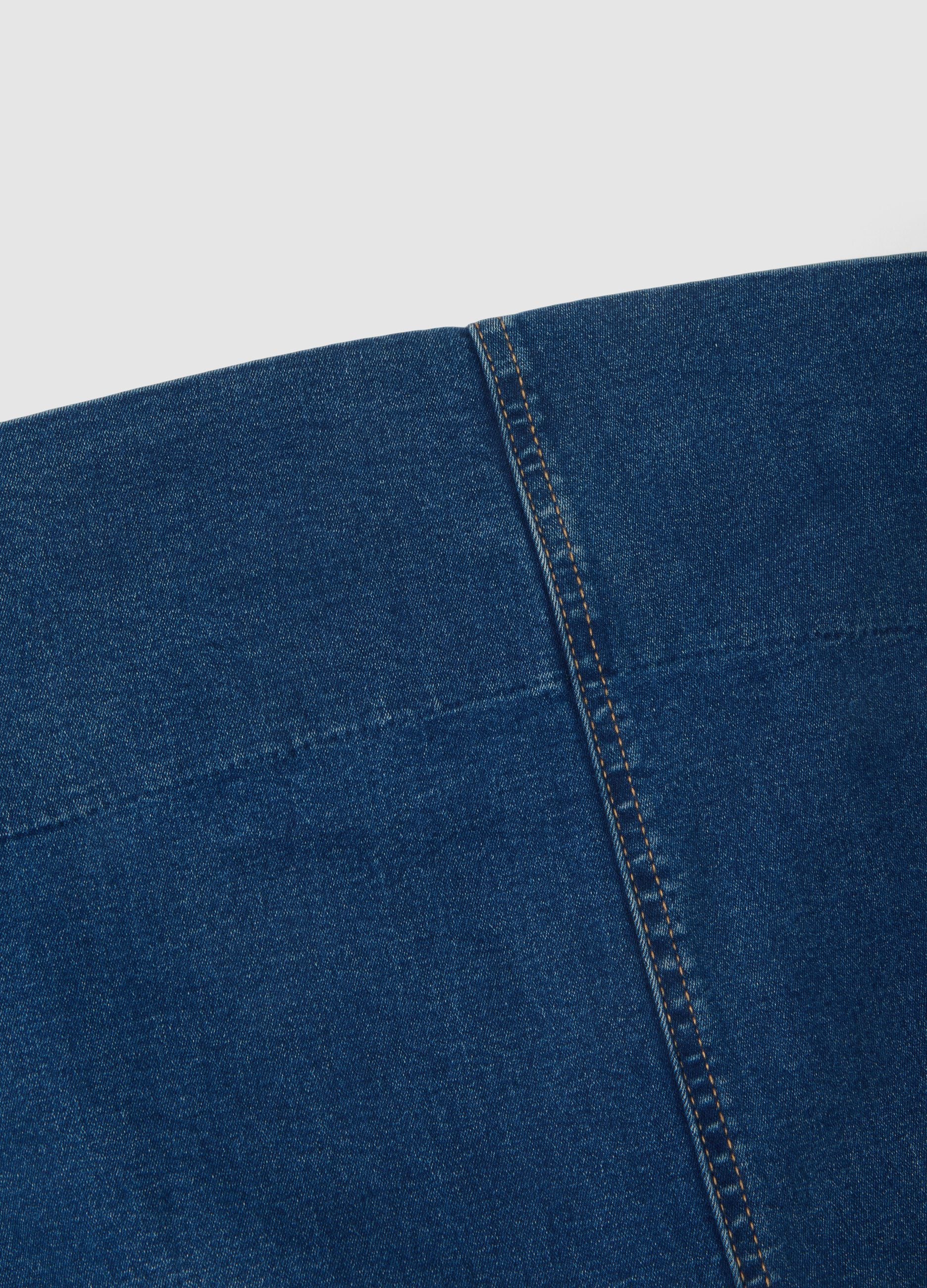 Blue Stretch Cotton Maternity Slim Trousers