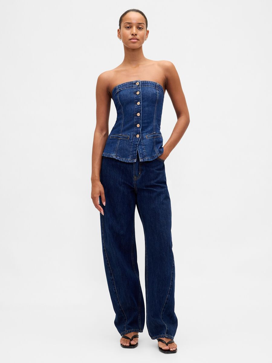 Stretch Denim Waistcoat with Buttons_2
