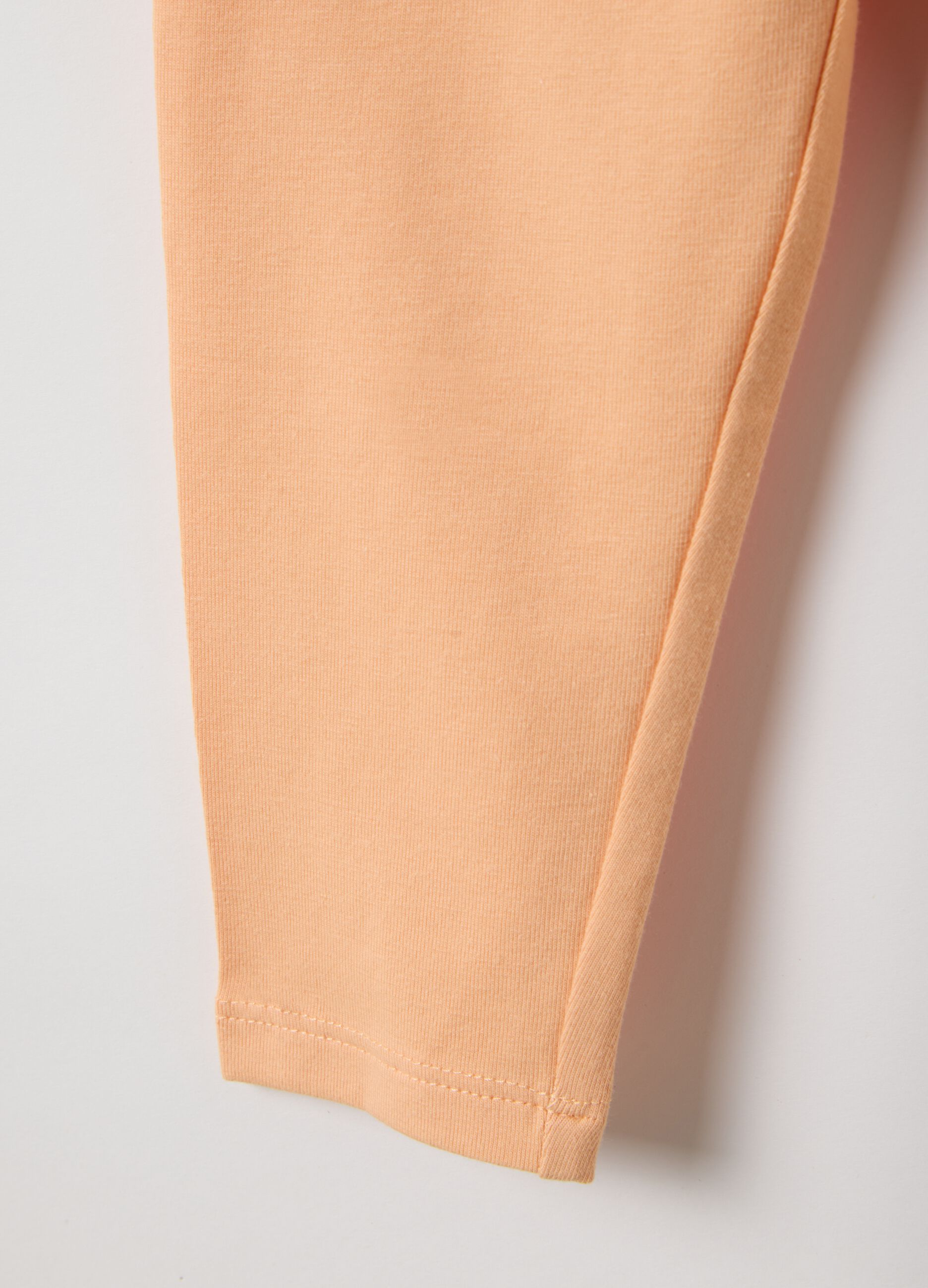 Beige stretch cotton leggings for girls - slim fit