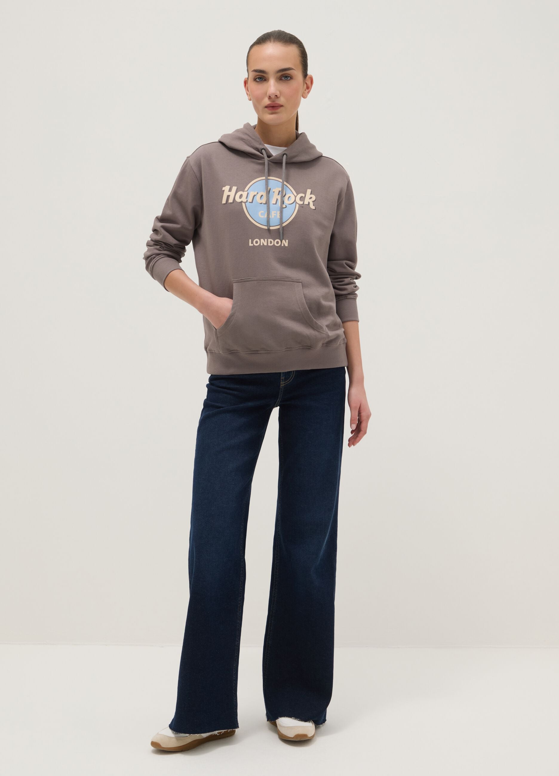 Grey pure cotton sweatshirt regular fit with Hard Rock Cafe logo