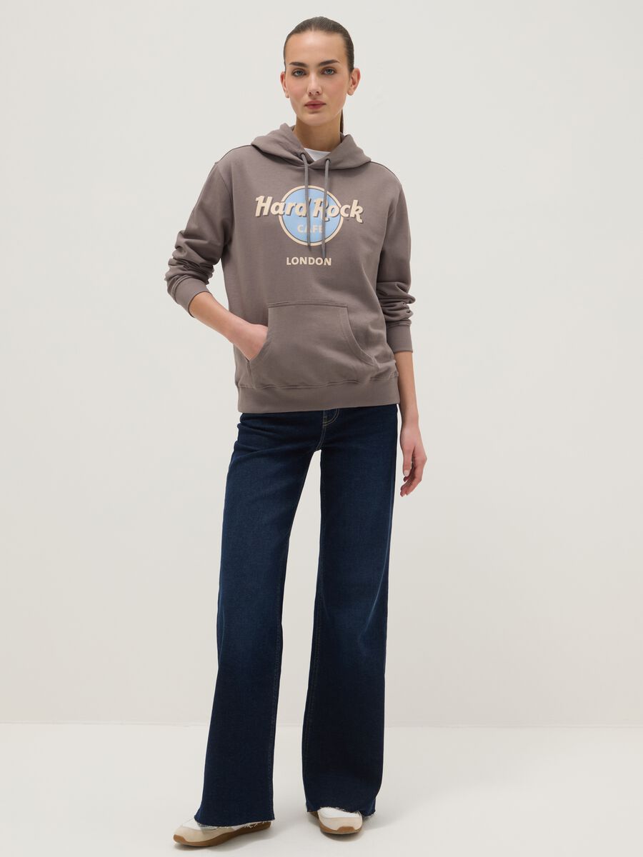 Felpa in puro cotone grigia regular fit con logo Hard Rock Cafe_1