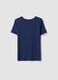 Blue stretch viscose crew-neck T-shirt with contrast trim_1
