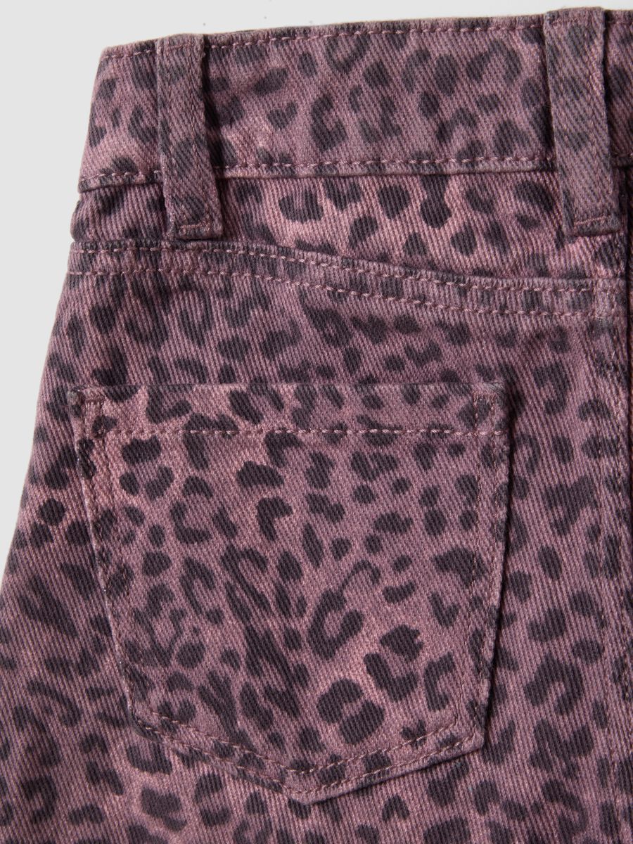 Pink animal-print slim-fit pure cotton shorts for girls_3