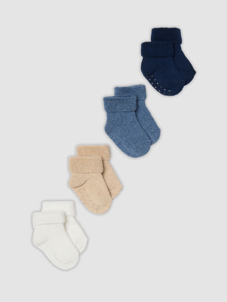 Pack of 4 multicolour organic cotton-blend baby socks_0