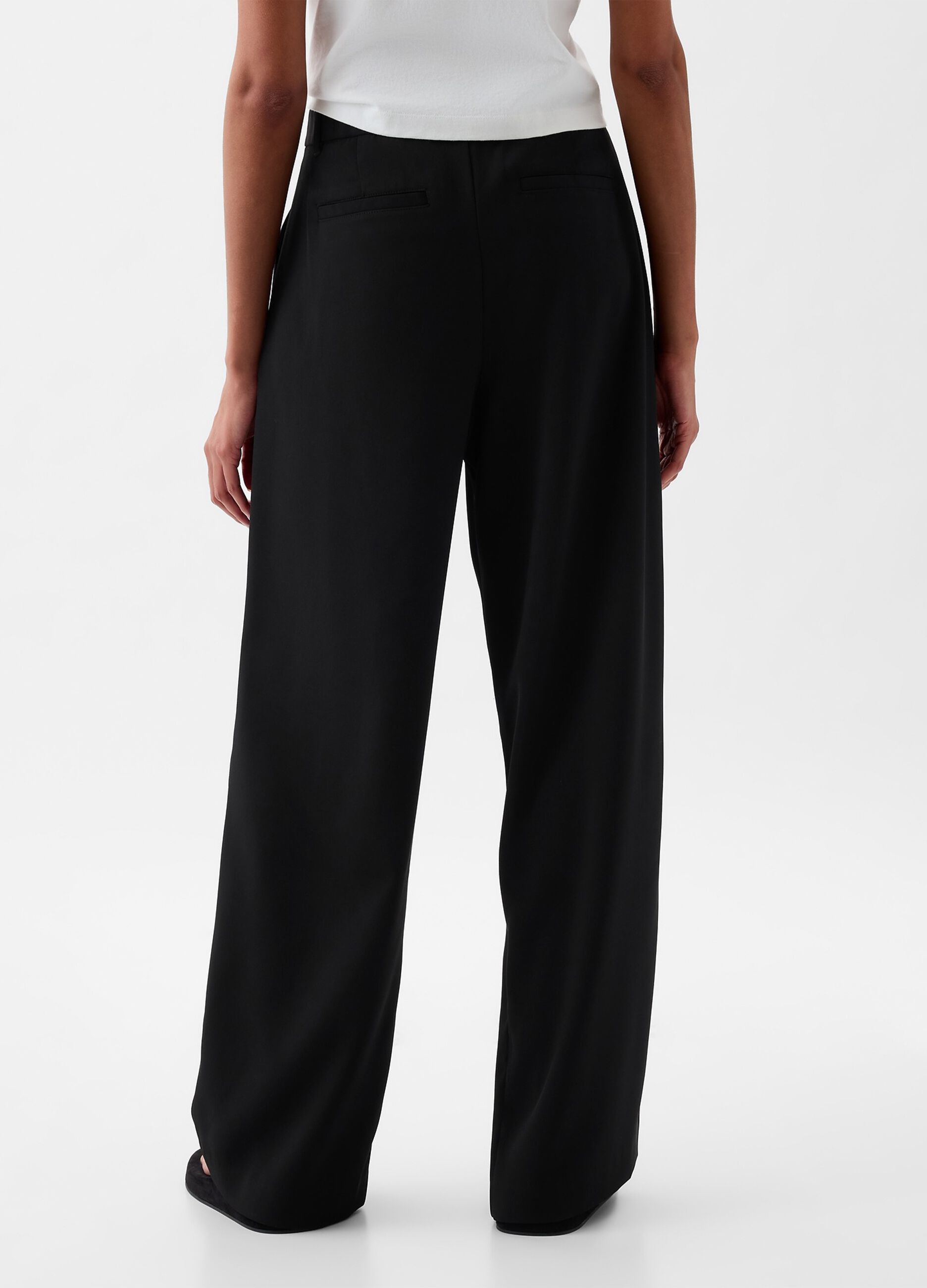 Pantaloni a palazzo a vita alta con pinces