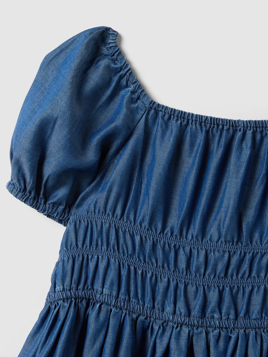 Girls' regular fit blue dress in pure lyocell with elastic_2