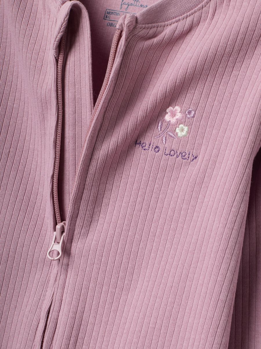 Two-pack of pink stretch organic cotton blend sleepsuits with zip for baby girl_2