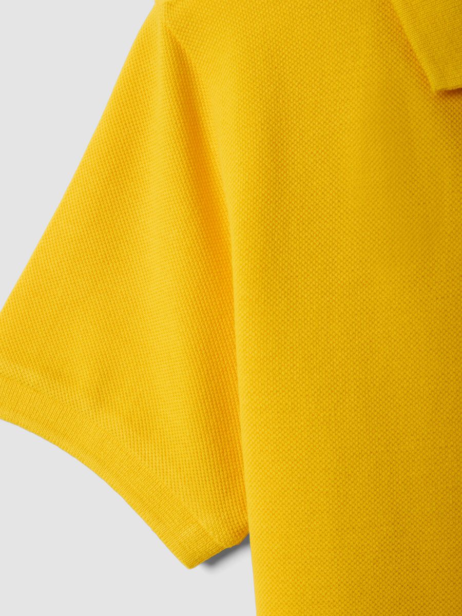 Yellow short-sleeve polo shirt in pure organic cotton for boys_3