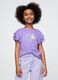 Purple short sleeve T-shirt with ruffles and GAP logo_0