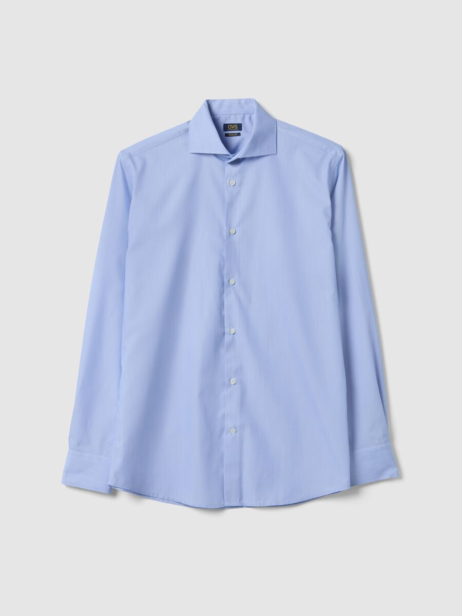 Regular fit blue shirt with French collar_4