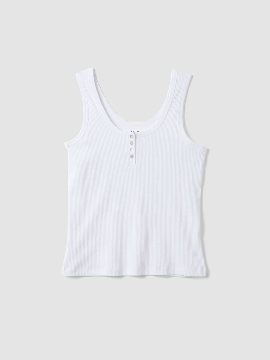 White pure cotton regular fit T-shirt with henley neck_4