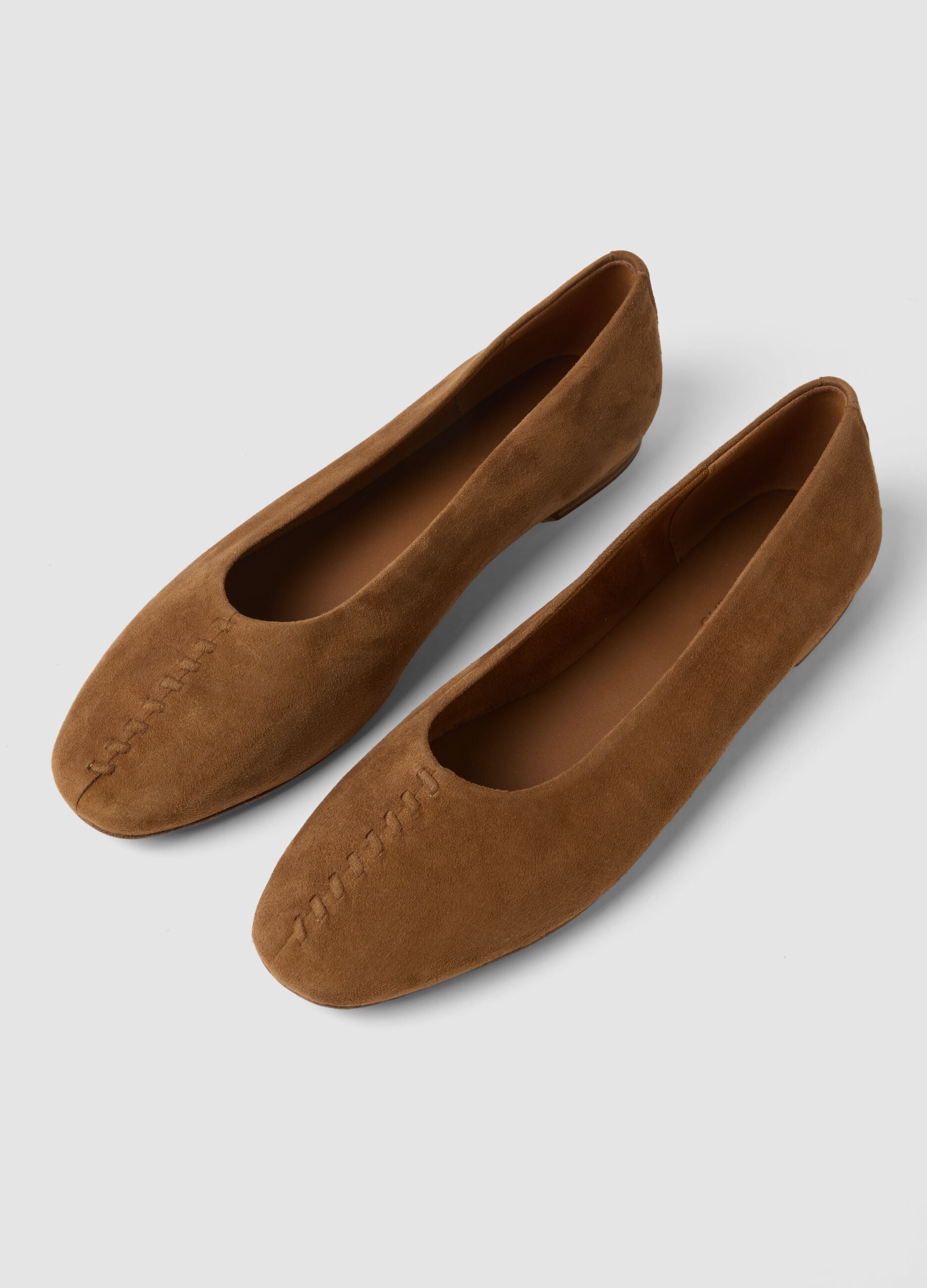 Brown genuine leather ballet flats without lining