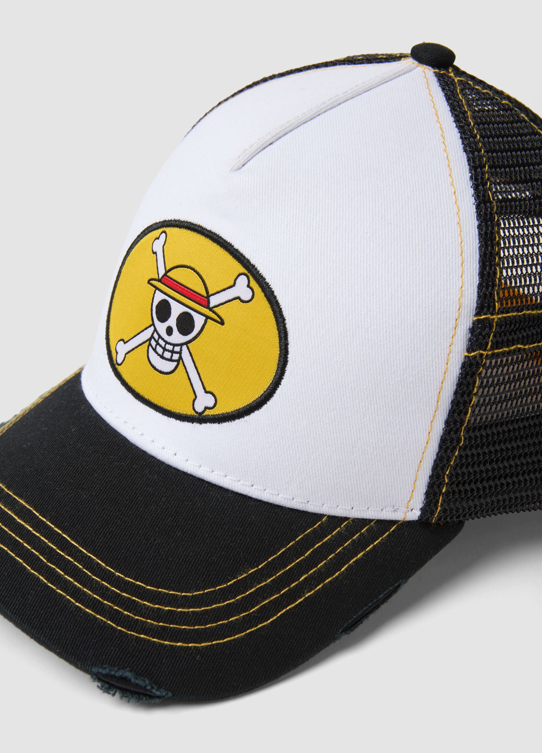 Multicolour pure cotton baseball cap with One Piece embroidery