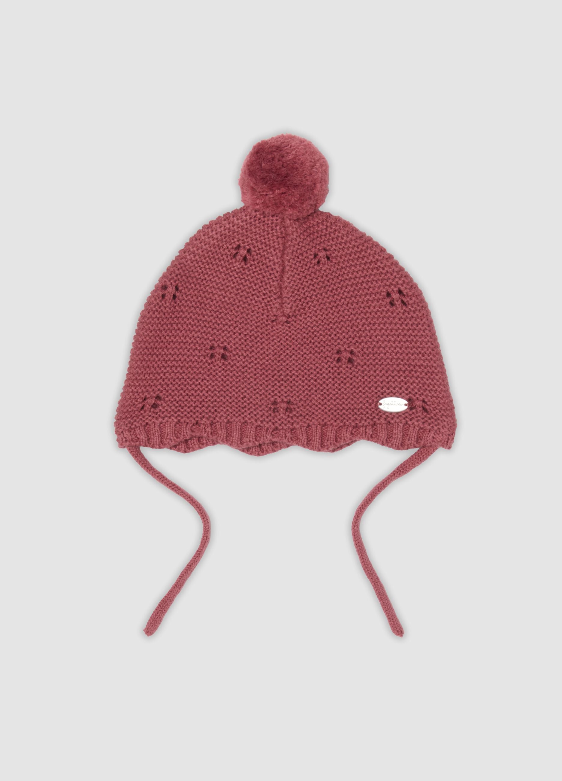 Pink pure organic cotton openwork jacquard hat