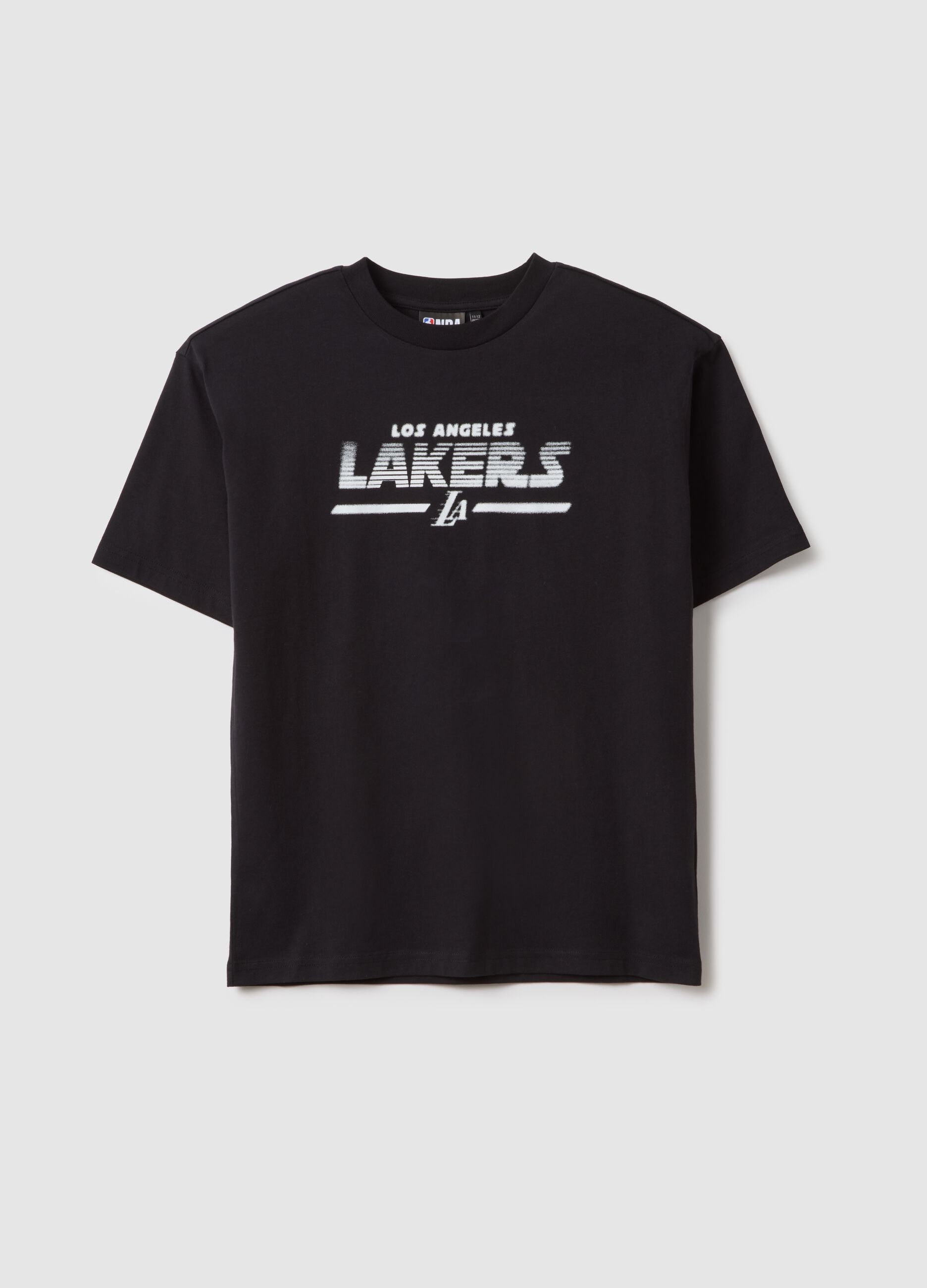 Children's black pure cotton T-shirt regular fit with Lakers logo