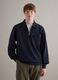 Blue Pure Cotton Regular Fit Sweatshirt with Half Zip and Collar_1
