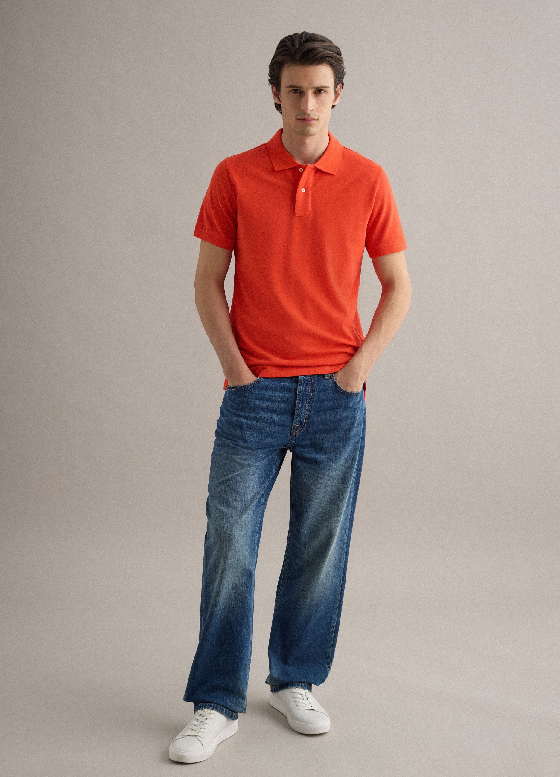 Orange Supima cotton polo shirt, regular fit