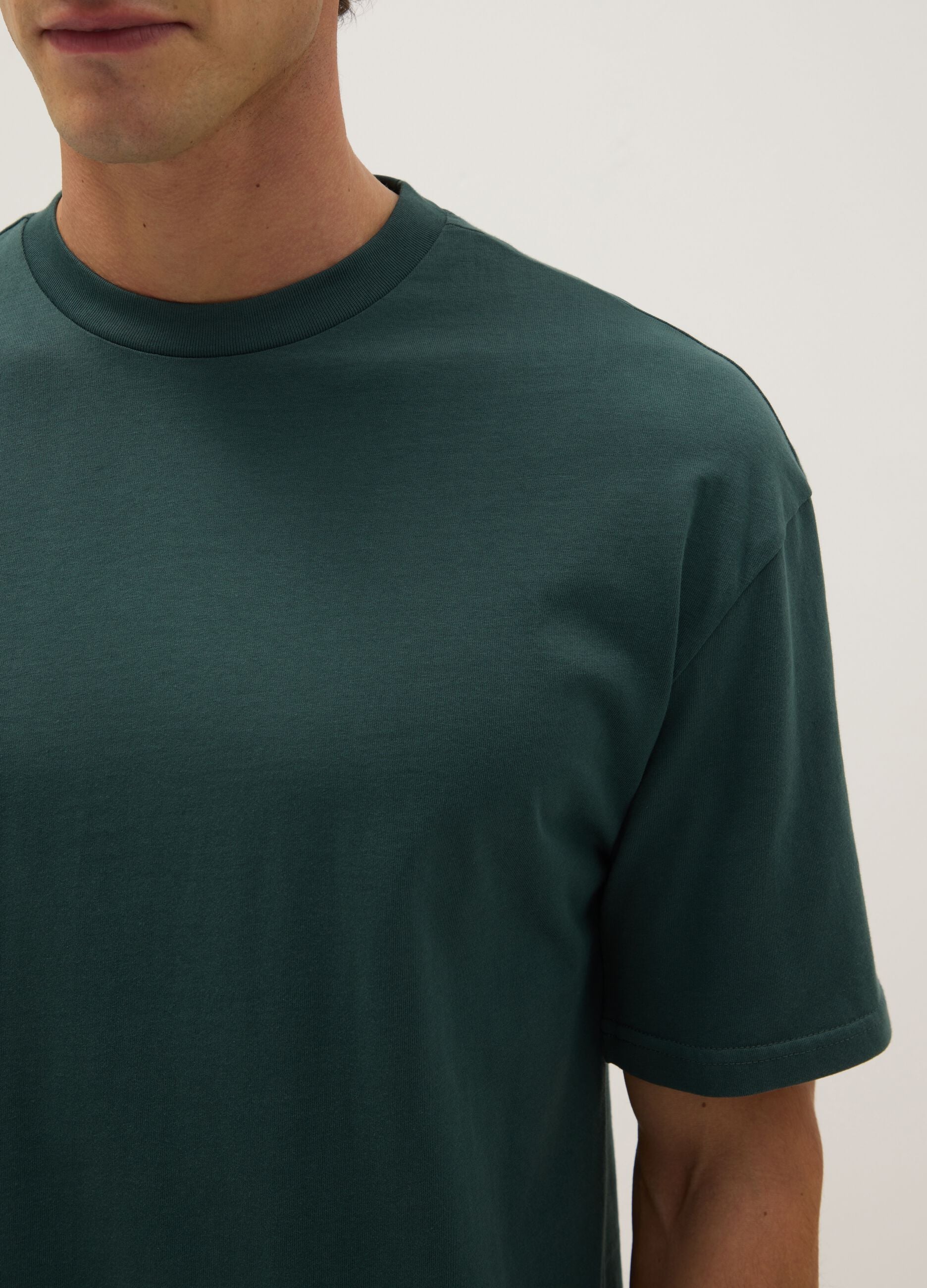 Green pure cotton relaxed fit t-shirt