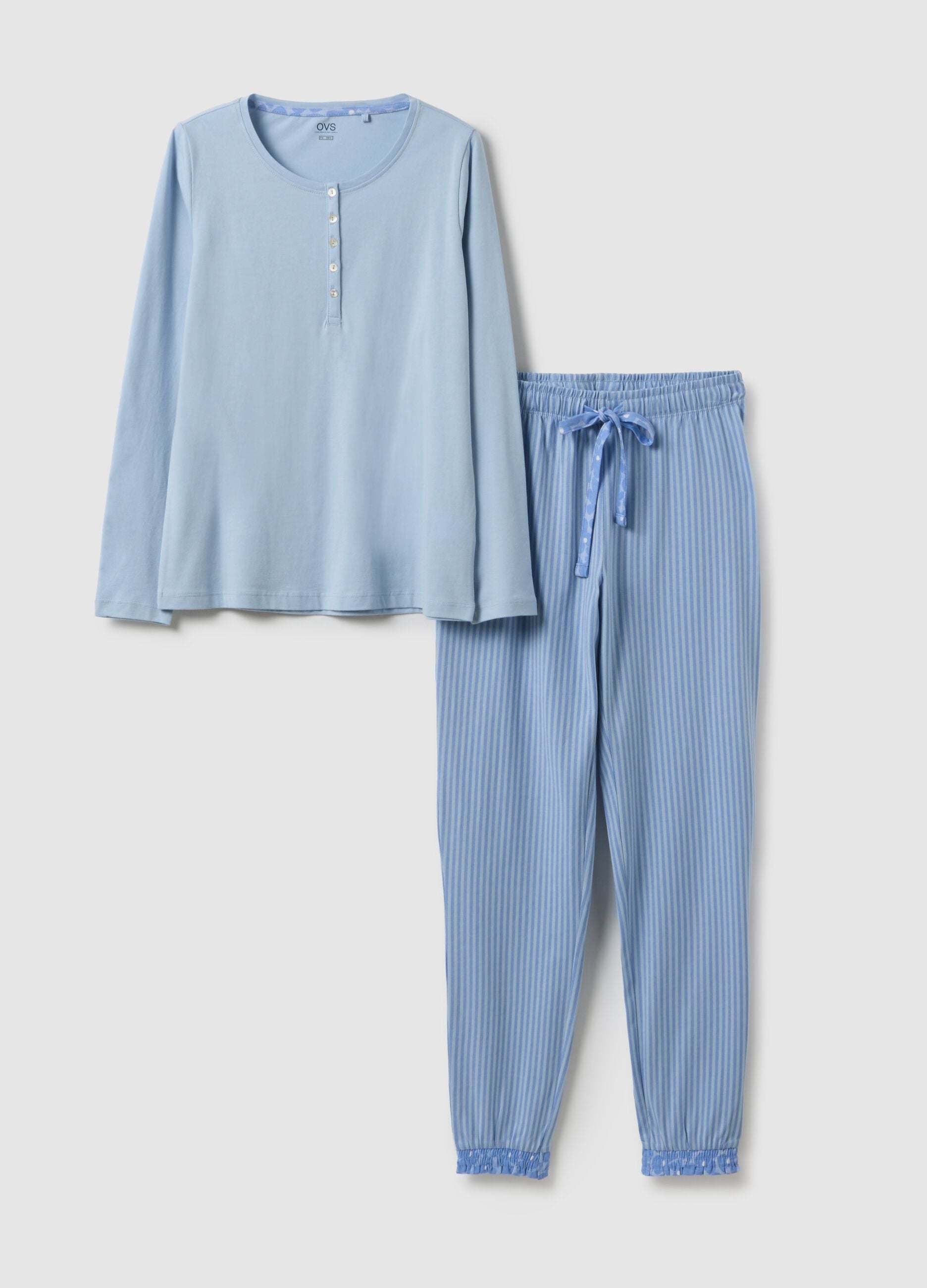 Blue striped pyjamas in pure cotton regular fit