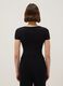 Regular fit black stretch cotton bodysuit with square neckline_2