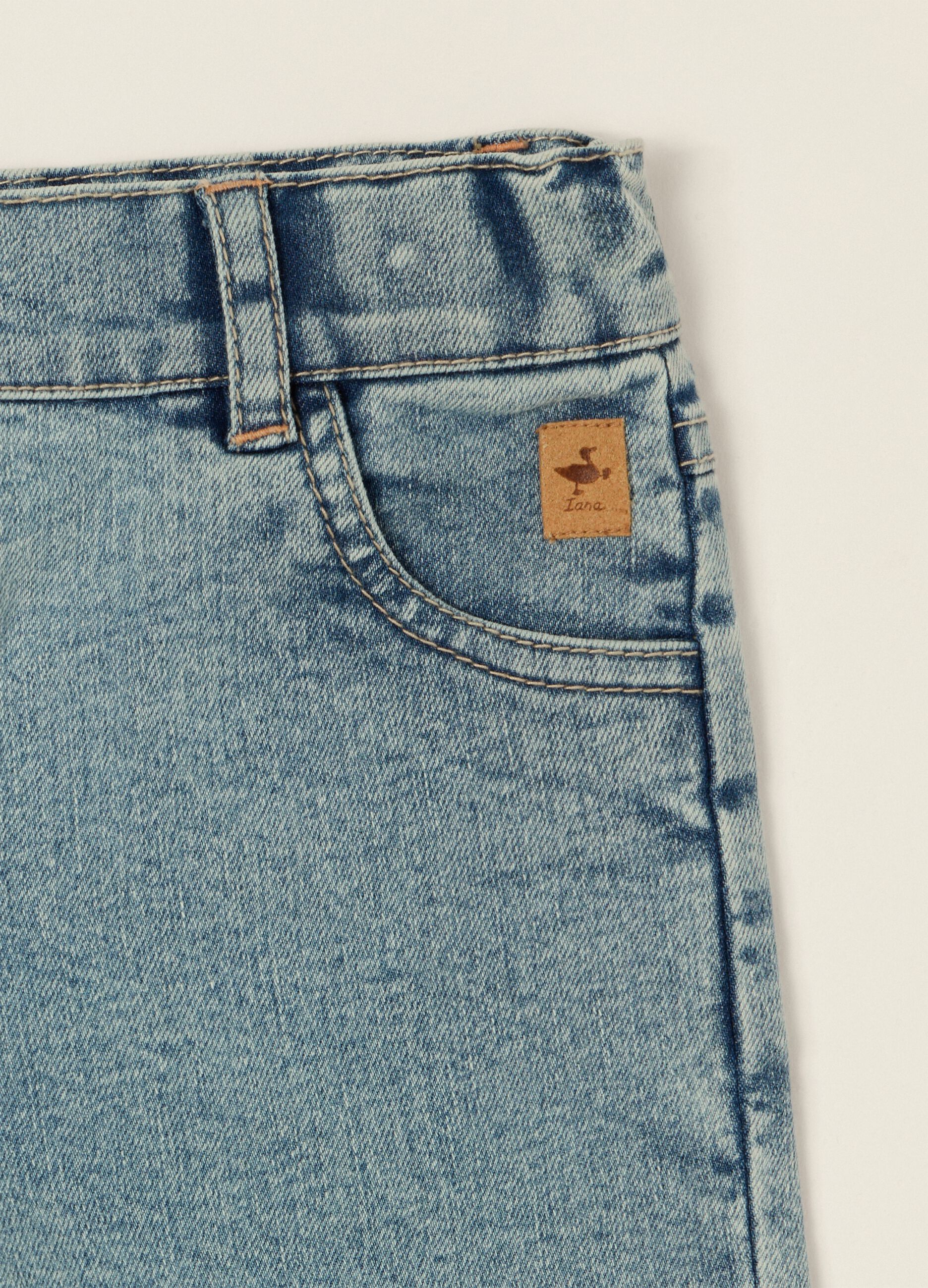 Stretch cotton denim jeans with embroidered hearts for baby girls