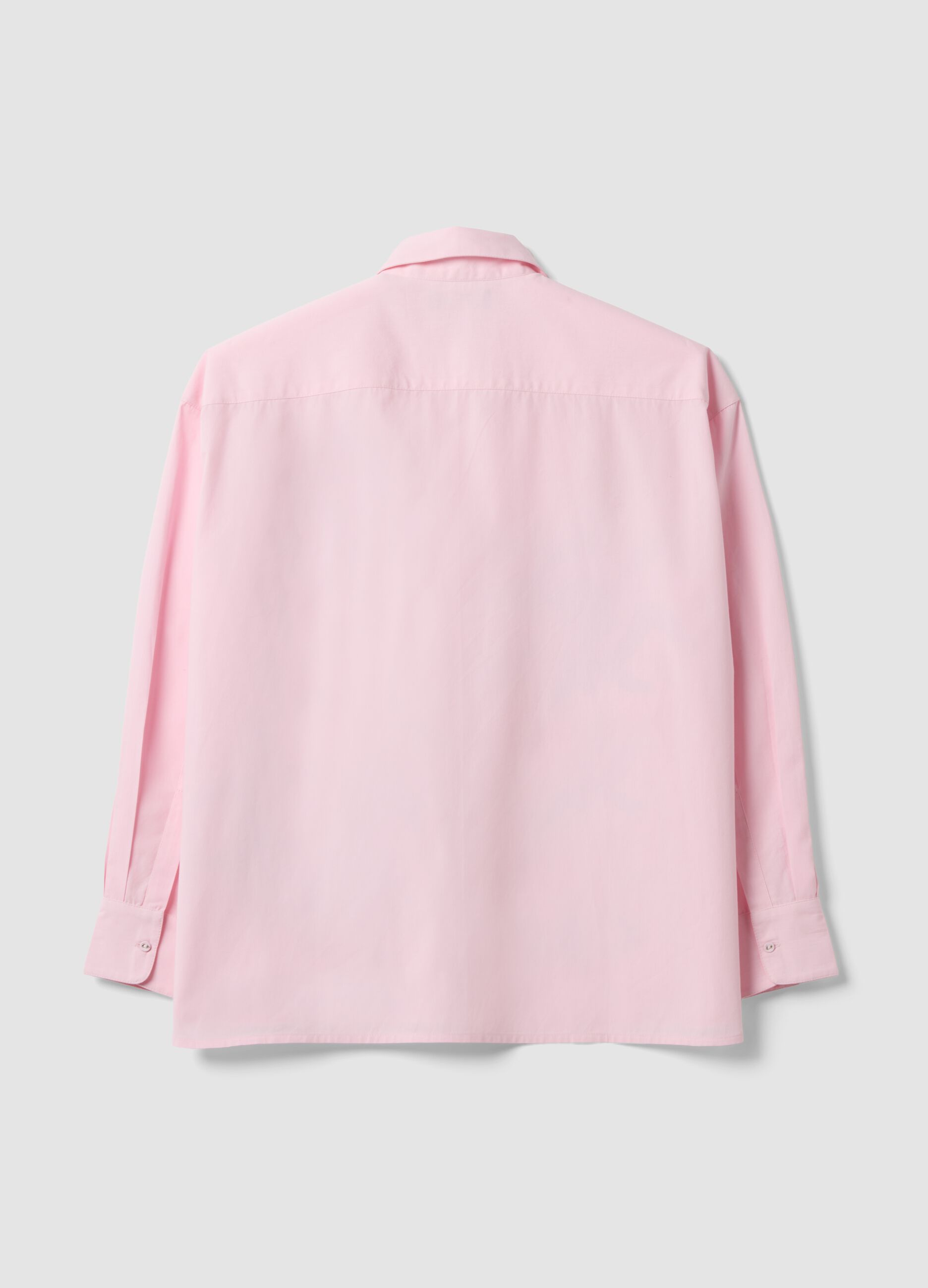 Pink pure cotton poplin shirt with floral print, regular fit