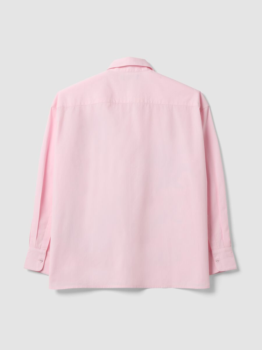 Pink pure cotton poplin shirt with floral print, regular fit_6