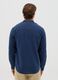 Blue cotton and linen, regular fit men's shirt with band collar_2