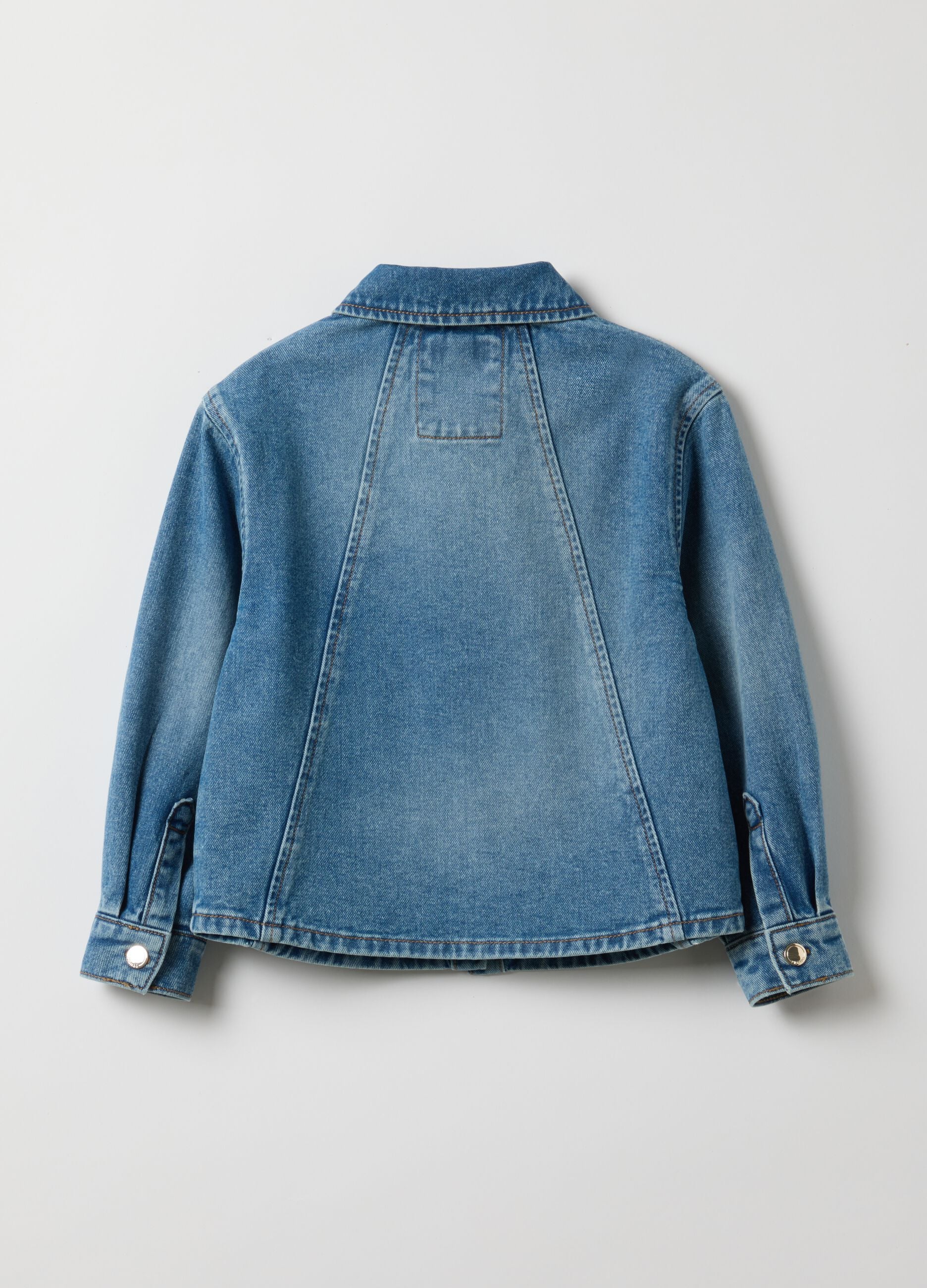 Girls' regular fit blue denim cotton jacket