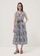 Blue stretch cotton midi dress with all-over print, regular fit_0