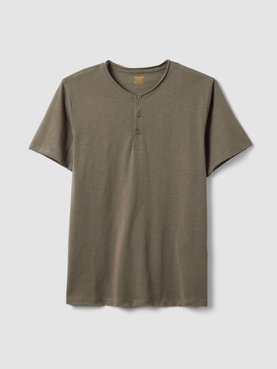 Green pure cotton t-shirt with seraph neckline, regular fit_4