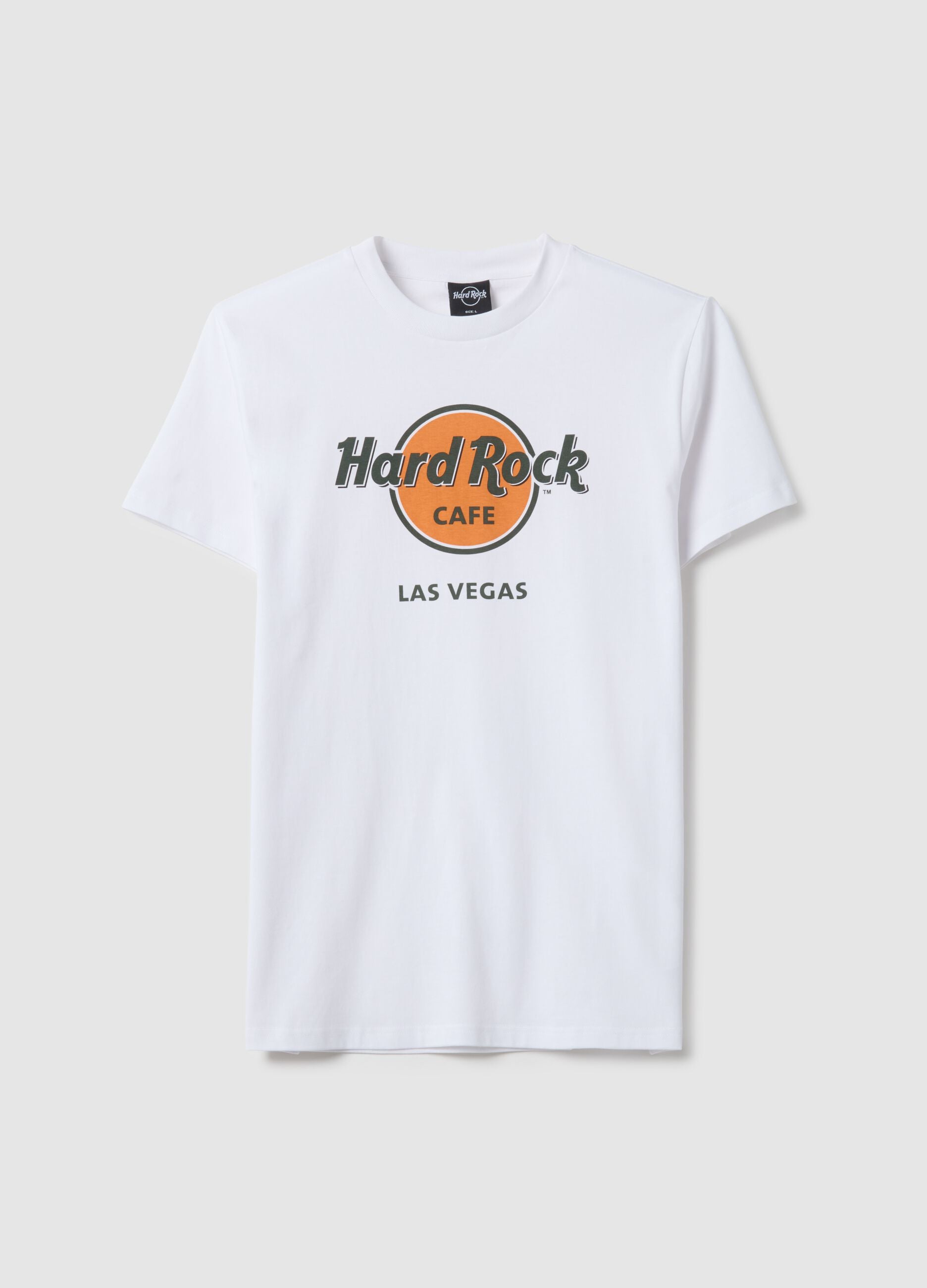 White pure cotton regular fit t-shirt with Hard Rock Cafe logo