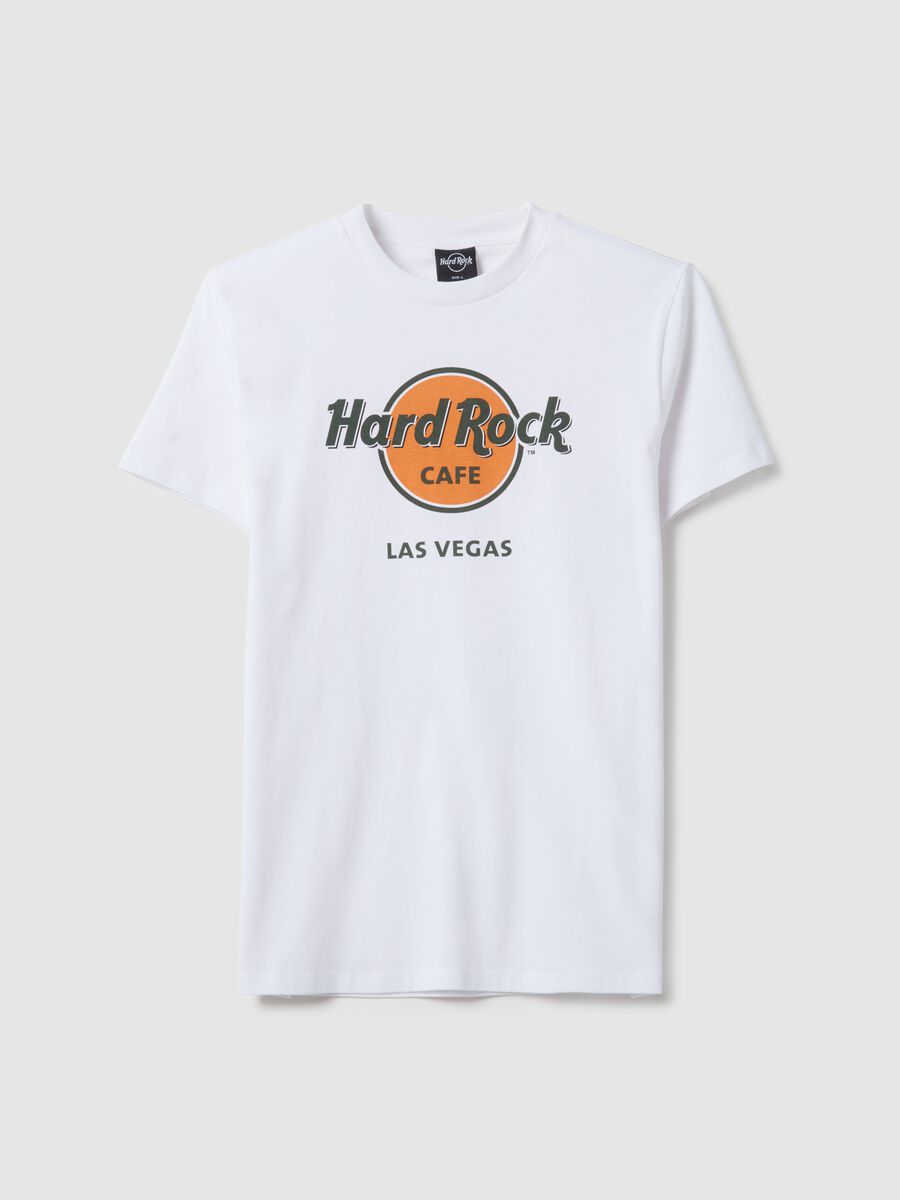 White pure cotton regular fit t-shirt with Hard Rock Cafe logo_4