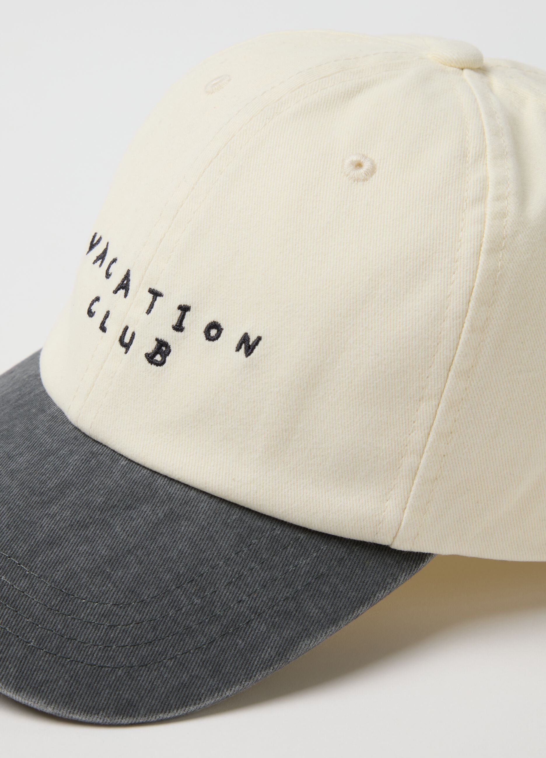 Multicoloured pure cotton baseball cap with embroidered text