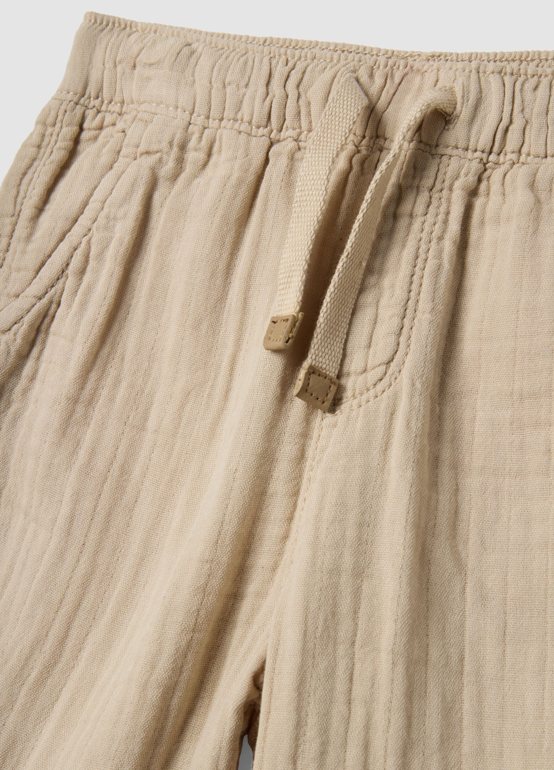 Boys' beige pure cotton trousers regular fit