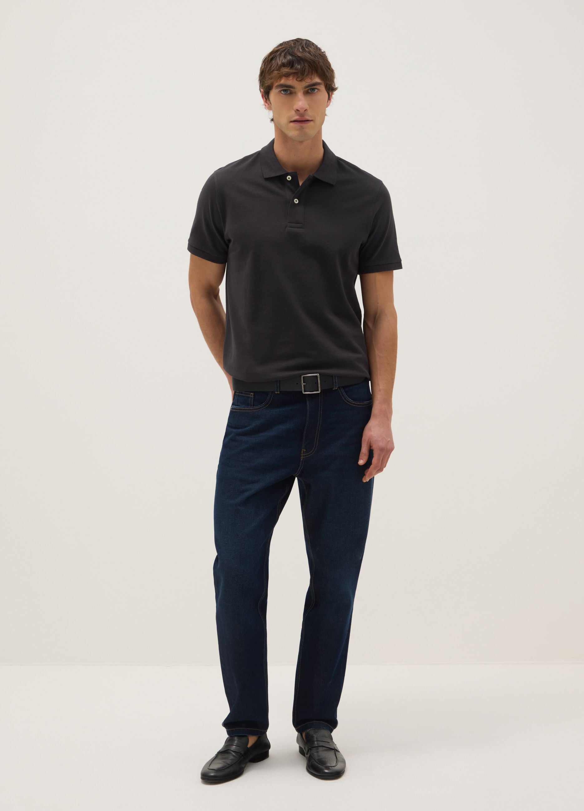 Black pure cotton polo regular fit