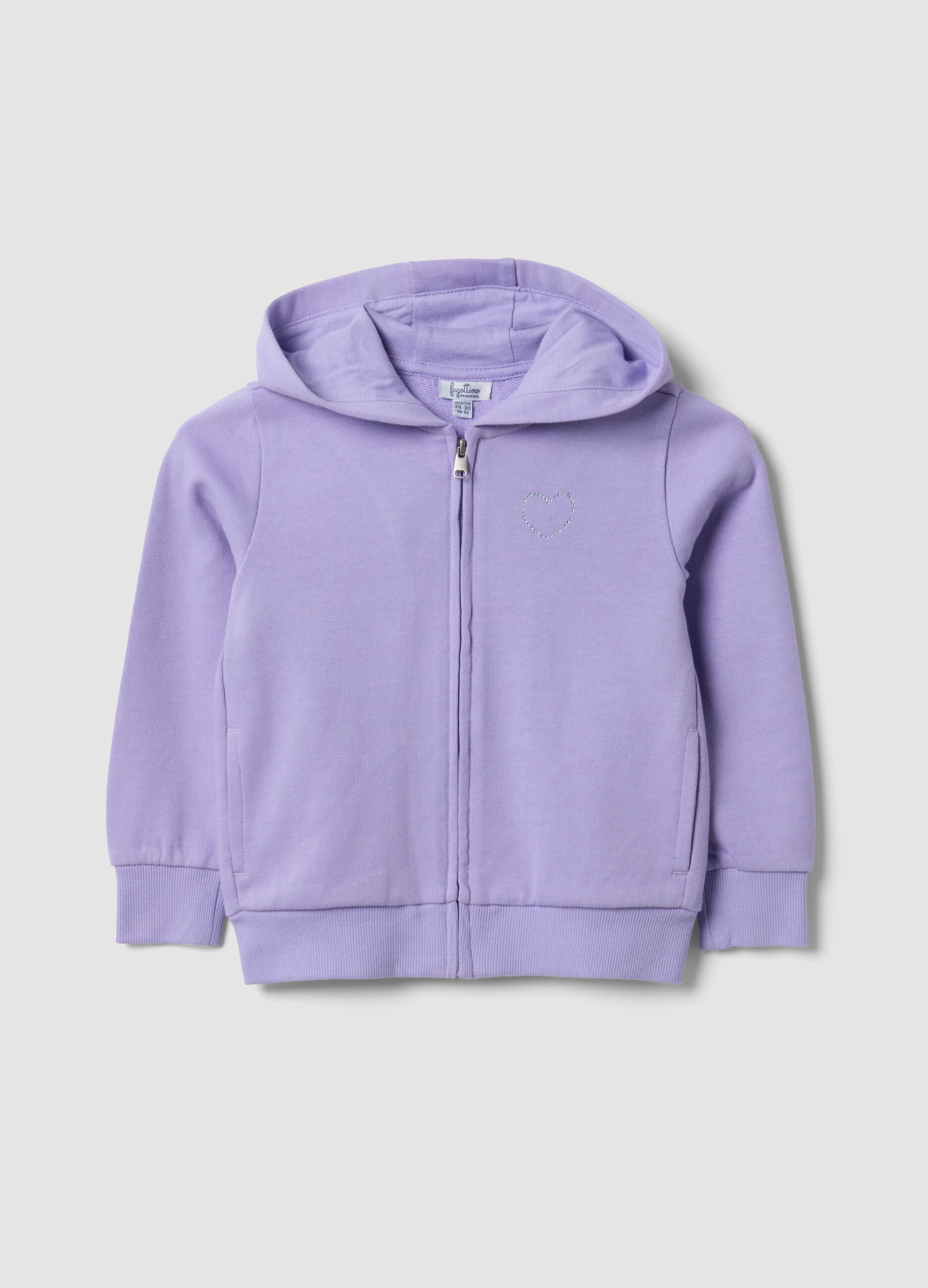 Felpa viola con cappuccio in puro cotone organico con stella regular fit per bimba