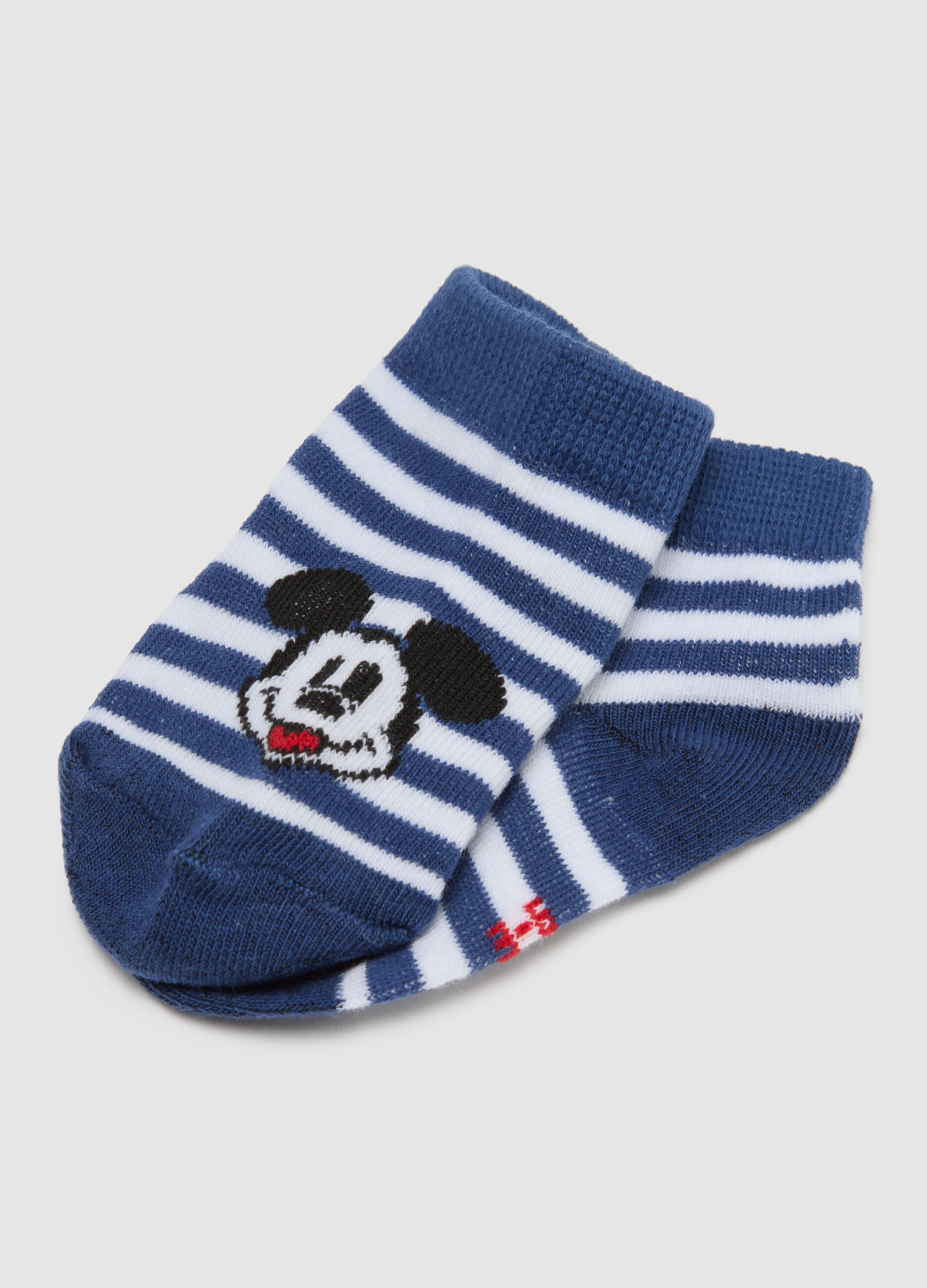 Baby's multicolour cotton blend short socks with Mickey Mouse - Tripack