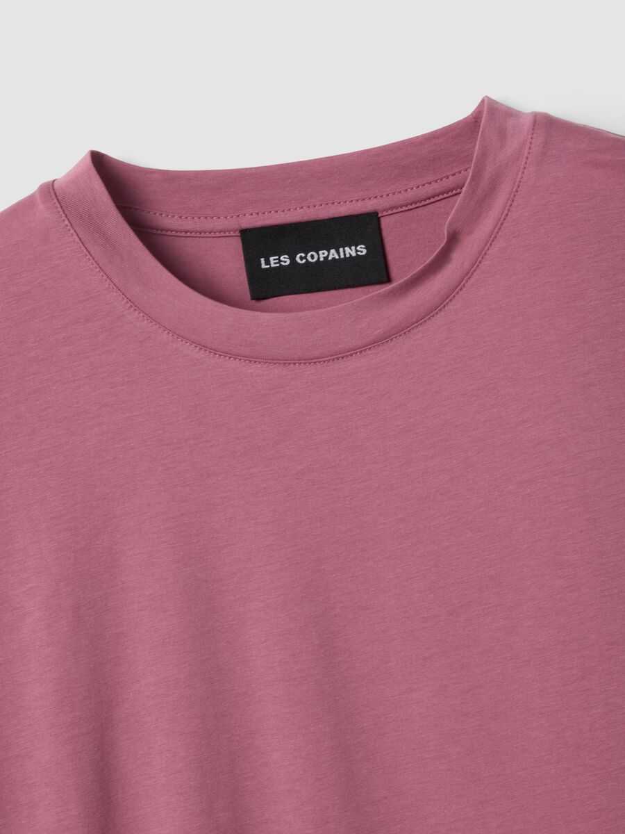 T-shirt a maniche corte rosa in misto lyocell e cotone regular fit_5