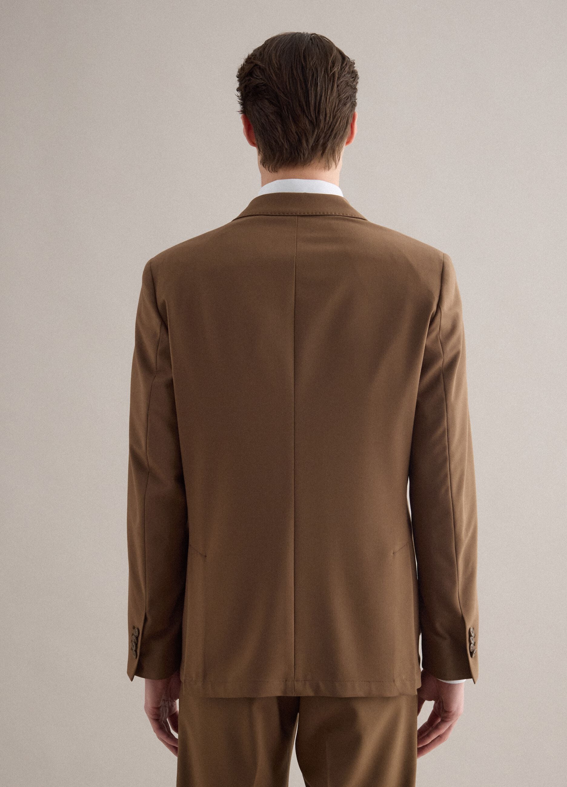 Brown Slim Fit Double Breasted Blazer