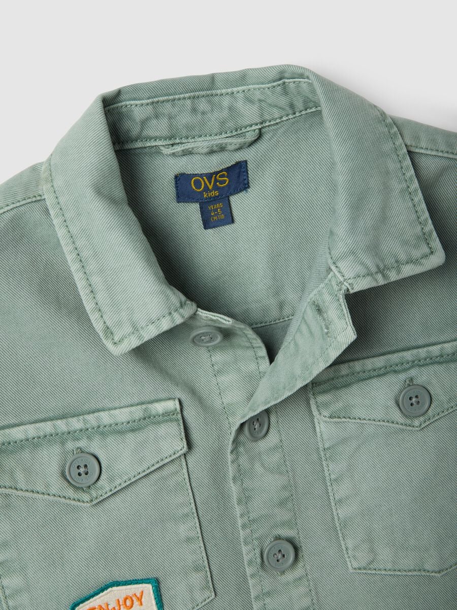 Green oversized fit pure cotton shirt for boys_3