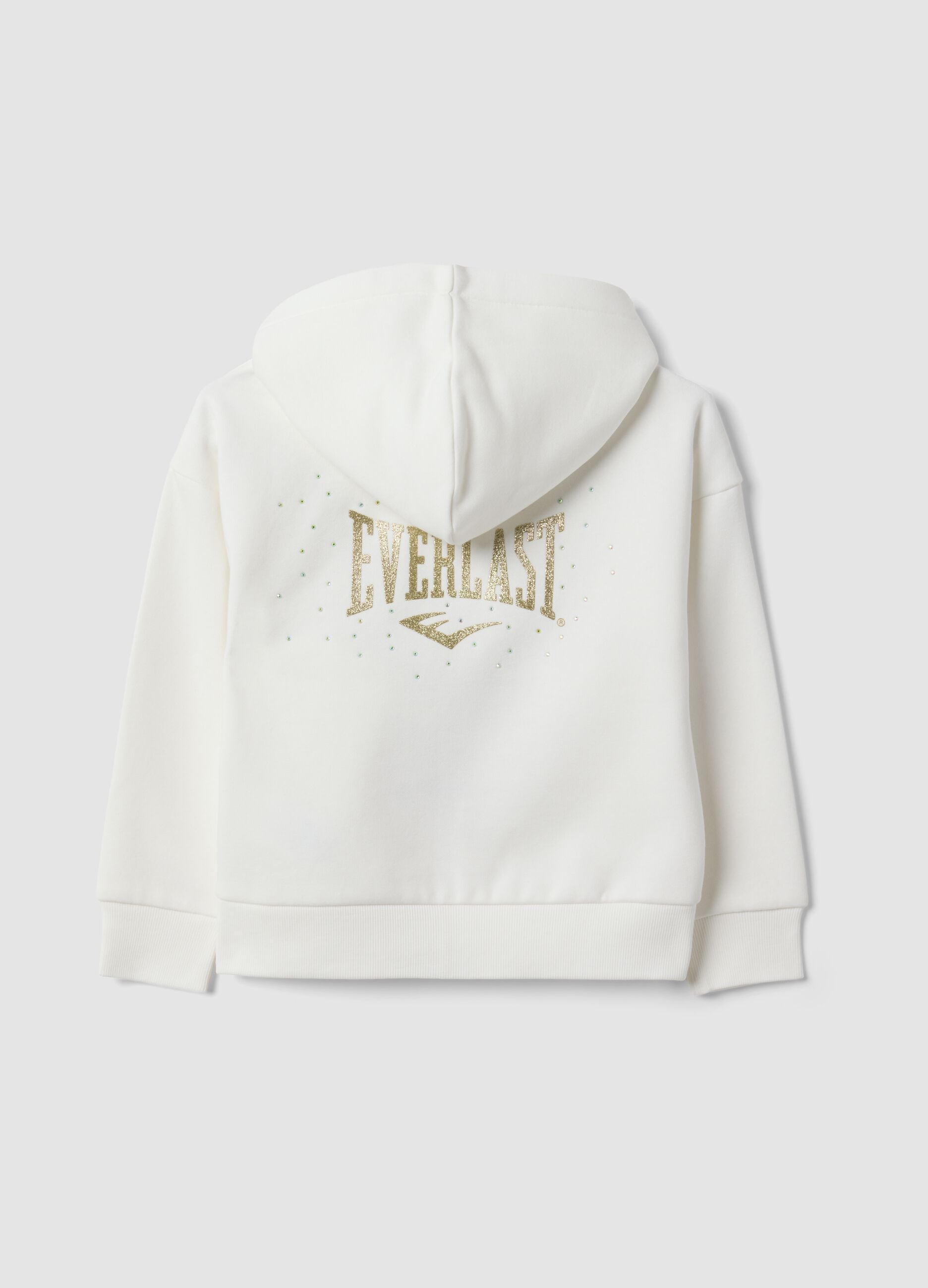 White cotton-blend hooded sweatshirt for girls