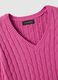 Pink pure cotton regular fit pullover with cable knit design_5