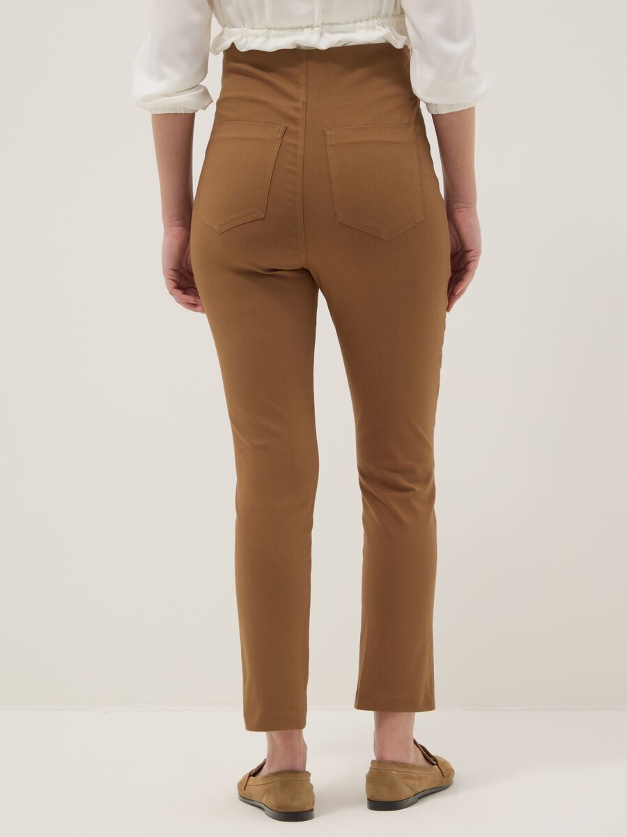 Brown Slim Maternity Trousers in Stretch Viscose_2