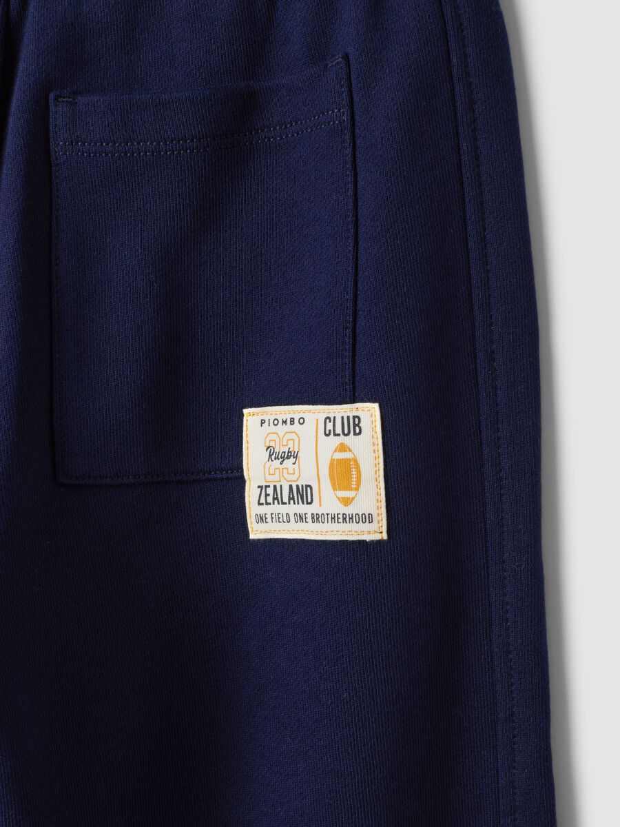 Blue pure cotton joggers with elasticated waist for boys_6