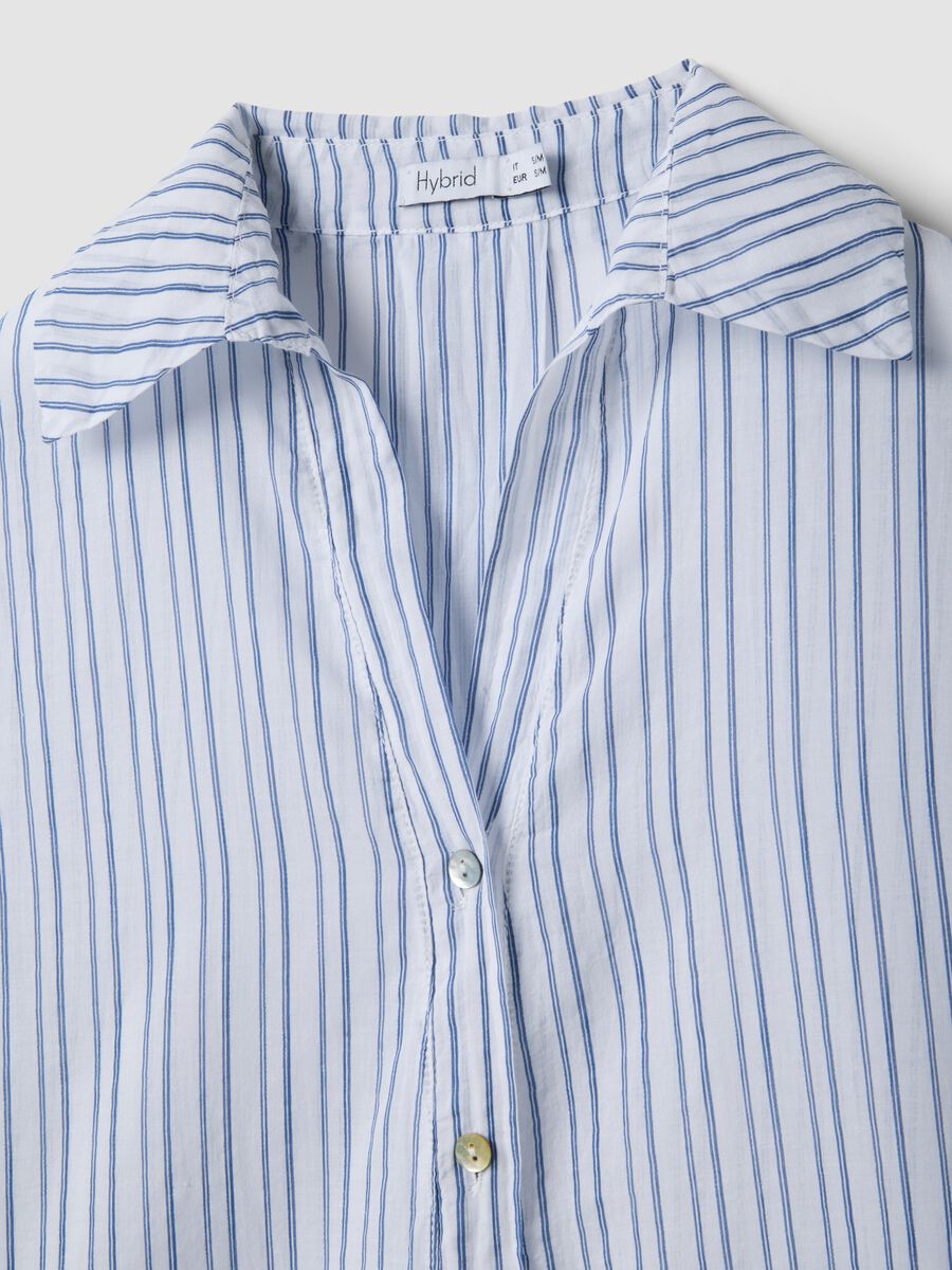 White shirt with light-blue stripes in pure cotton, regular fit_5