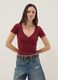 Red pure cotton V-neck regular fit T-shirt_2