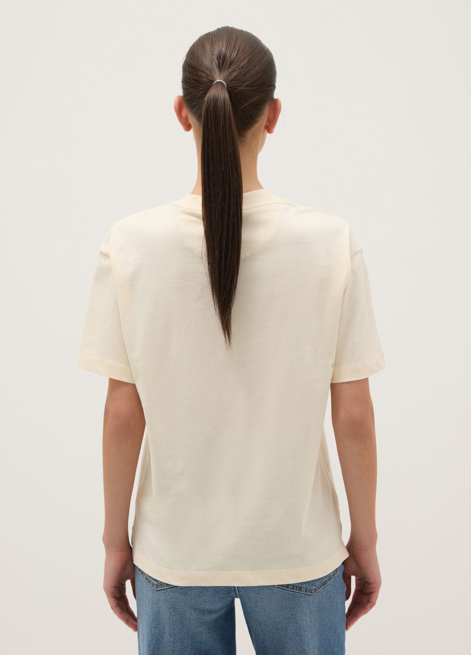Beige Regular Fit Pure Cotton T-shirt with Print